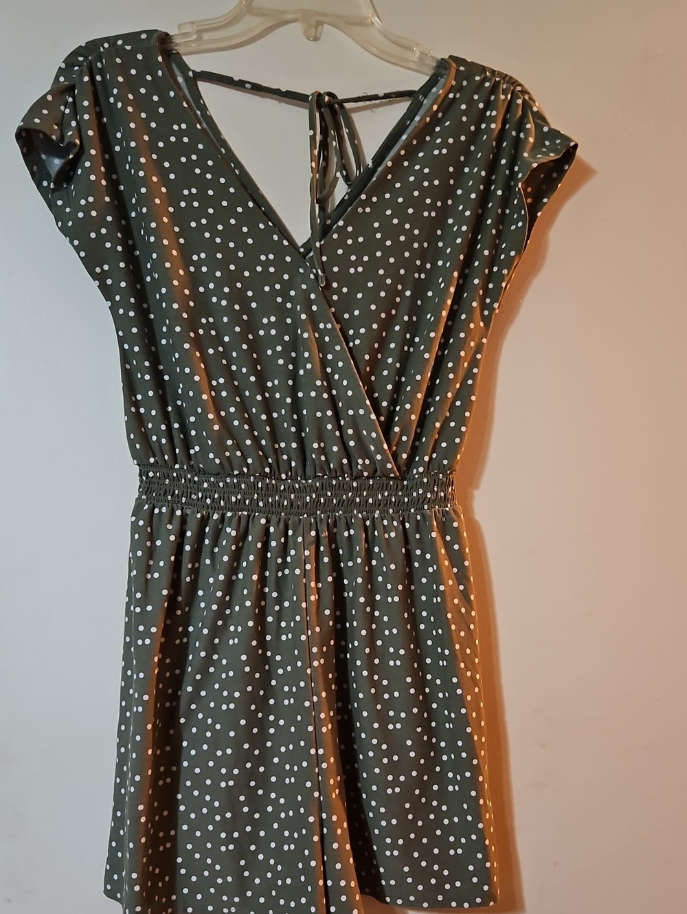 SO Olive Green Polka Dot Romper